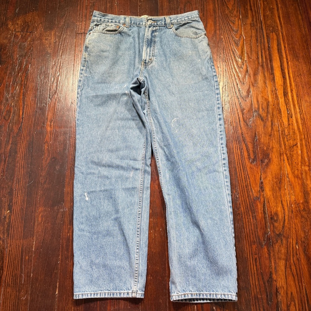 Levis 550 Jeans Mens 38x31 Blue Relaxed Straight Medium Wash Denim **PAINT**